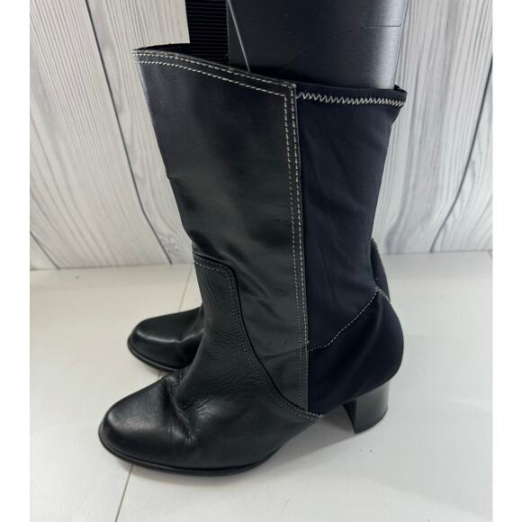 Y2K Black Bootie Galleria Size 10 Wide Stretch Panel - Picture 5 of 11